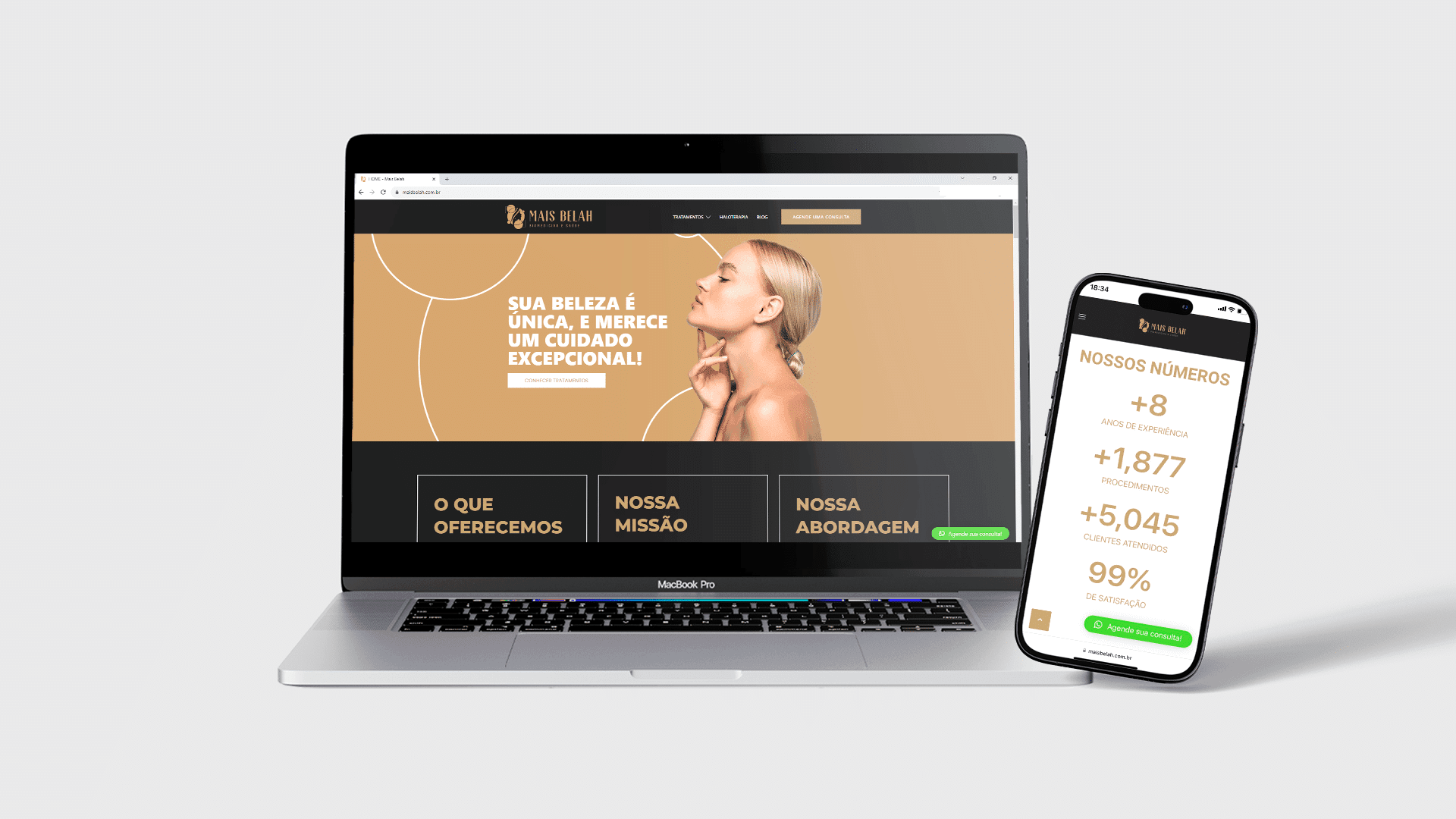 Criação de site institucional clinica estética Mais Belah Caxias do Sul