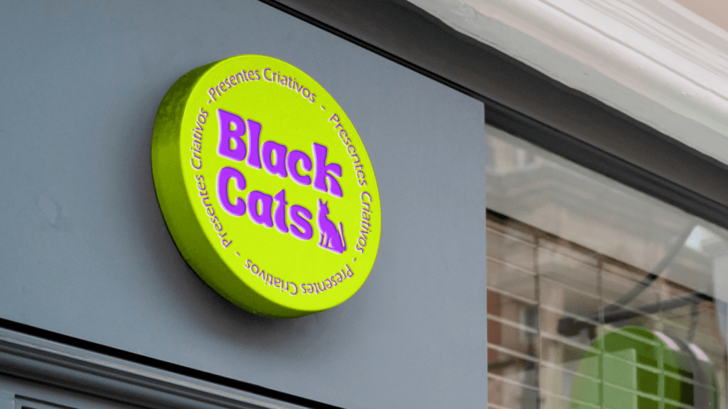 Fachada loja Branding Criativo Black Cats Presentes Criativos