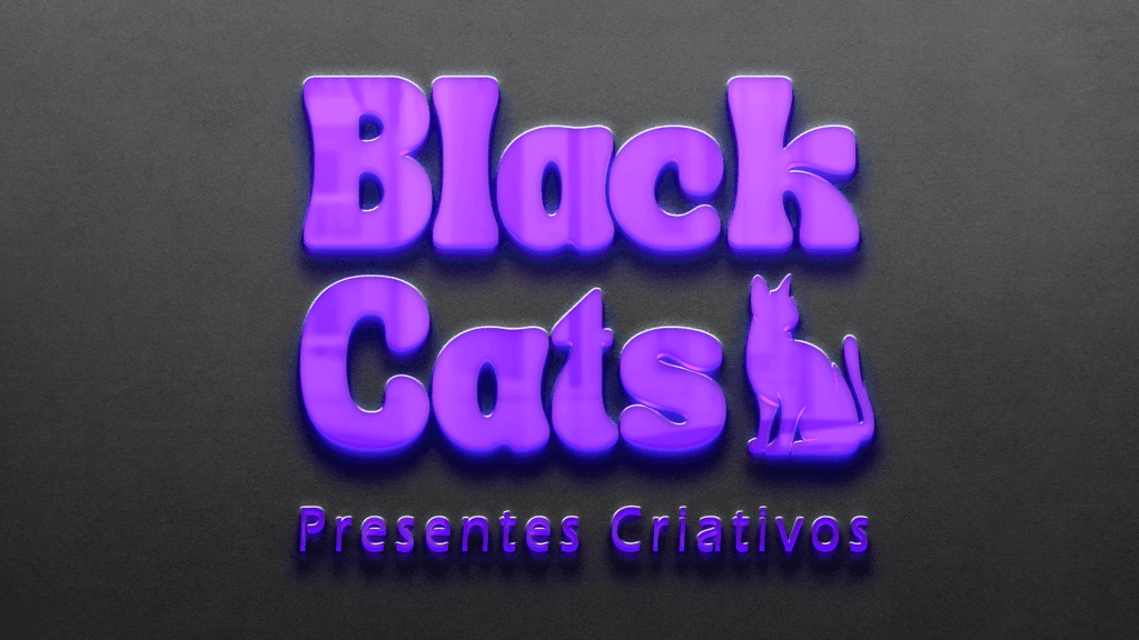 Logotipo 3D Black Cats Presentes Criativos