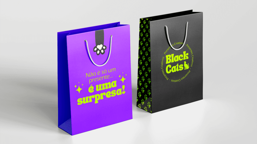 aplicações sacolas branding Black Cats