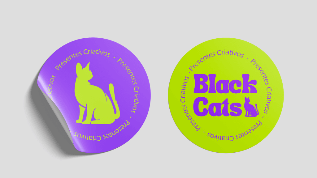 branding aplicações adesivos Black Cats Presentes Criativos
