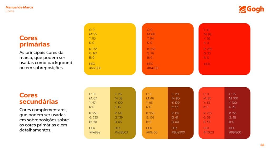 Paleta de cores criação de marca branding Gogh Memórias by Echo Marketing